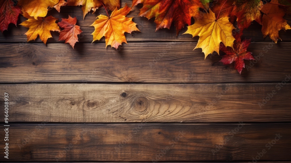 Autumn Leaves on Wooden Background Autumn Leaves on Wooden Background