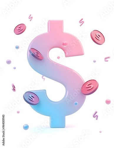 3d dollar sign , Small savings make a big fortune, Profit concept. photo