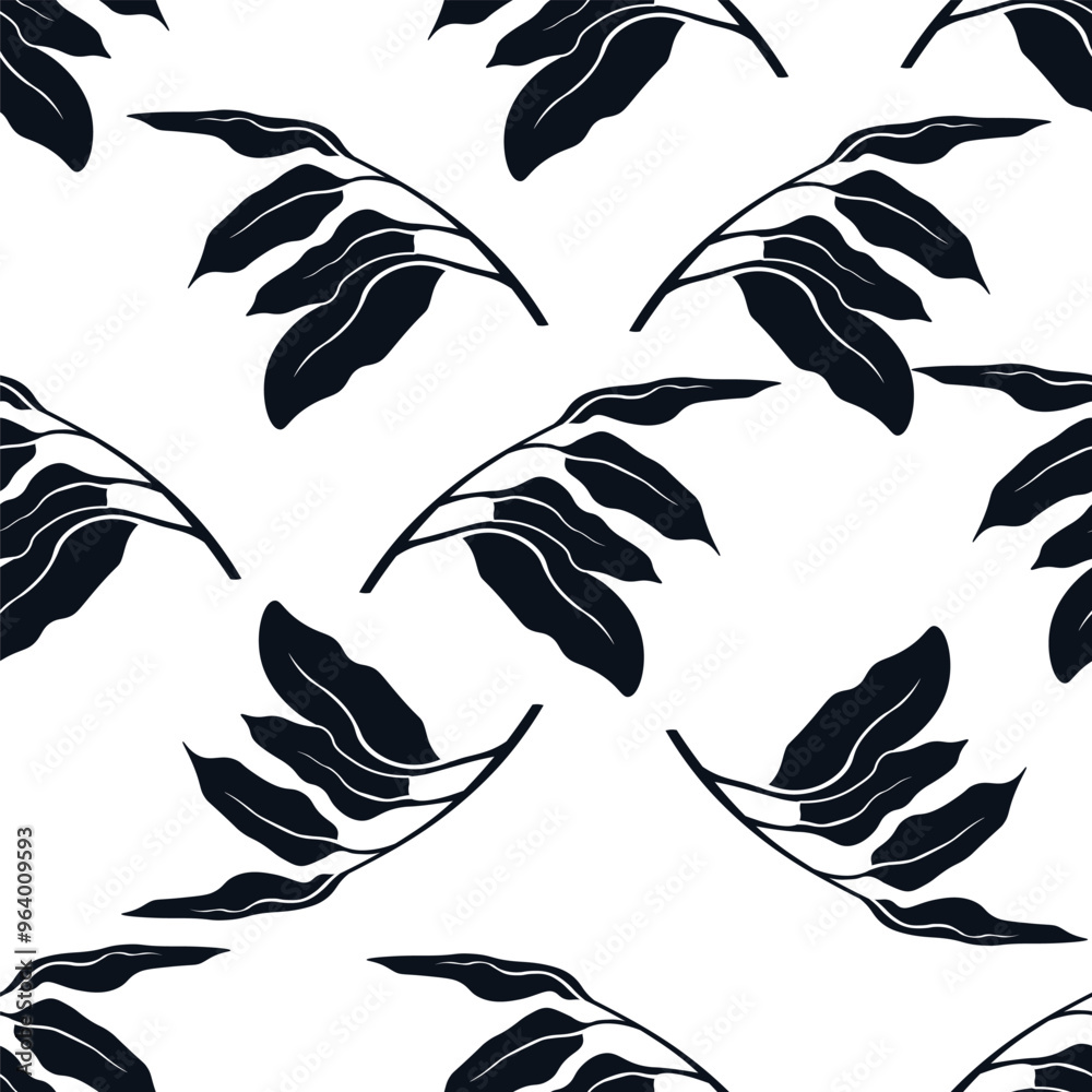 Tropical Leaves Black White Pattern Tropical Leaves Black White Pattern