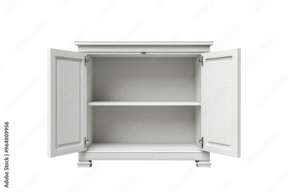 Realistic open white cabinet isolated on transparent background, for put things in cupboard. Realistic open white cabinet isolated on transparent background, for put things in cupboard.