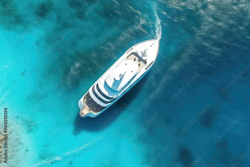 Fototapeta premium Luxury Yacht on Crystal Clear Waters