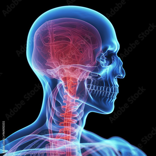 Detailed Human Head and Neck X-ray Image