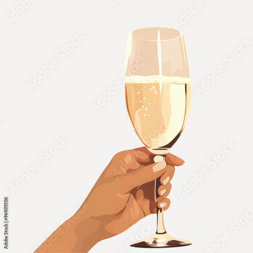 Elegant hand holding champagne glass