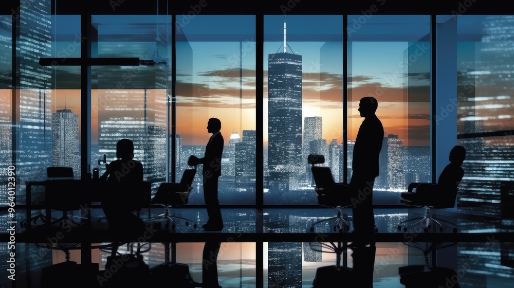 Business Meeting Silhouettes at Sunset Business Meeting Silhouettes at Sunset