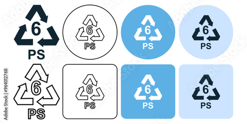 recycle plastic symbol polystyrene, PS  Recycling Sign icon symbol ui and ux design, glyphs and stroke line	