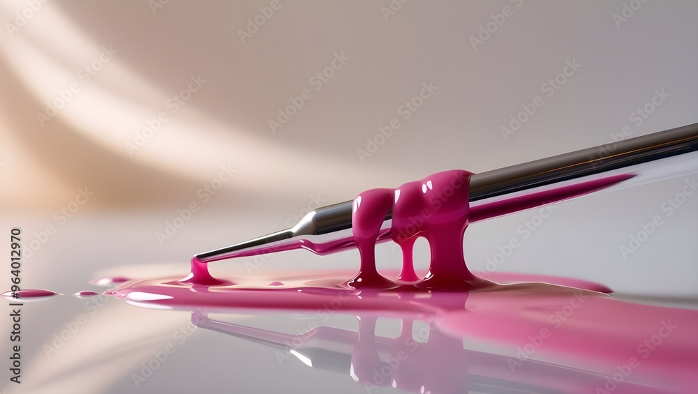 Pipette with Viscous Pink Cosmetic, Close-Up Pipette with Viscous Pink Cosmetic, Close-Up