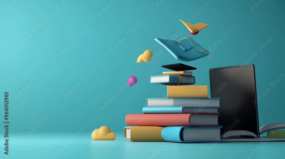 Fototapeta premium National Online Learning Day Background Concept 