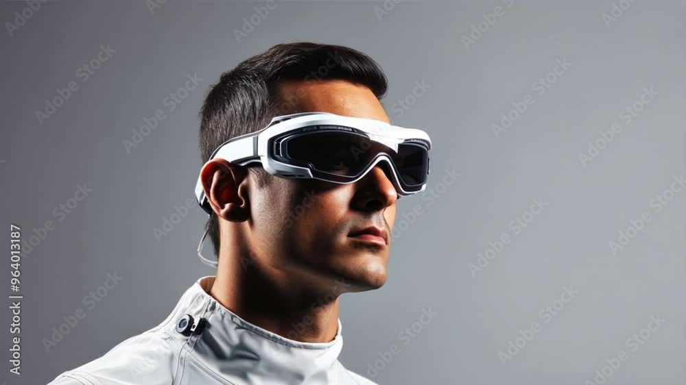 A male engineer with a serious expression, wearing safety glasses A male engineer with a serious expression, wearing safety glasses