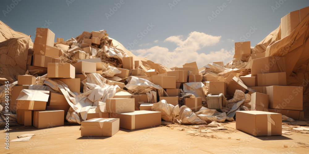 Desert Cardboard Chaos: Environmental Impact Visualization Desert Cardboard Chaos: Environmental Impact Visualization