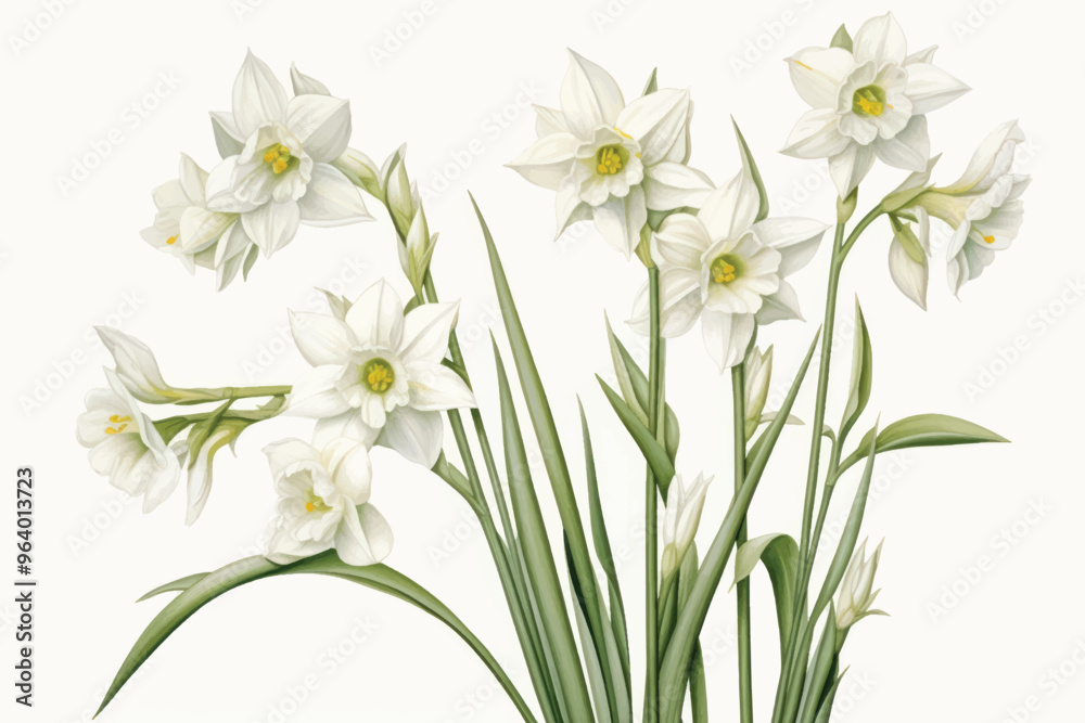 Elegant white daffodil illustration Elegant white daffodil illustration
