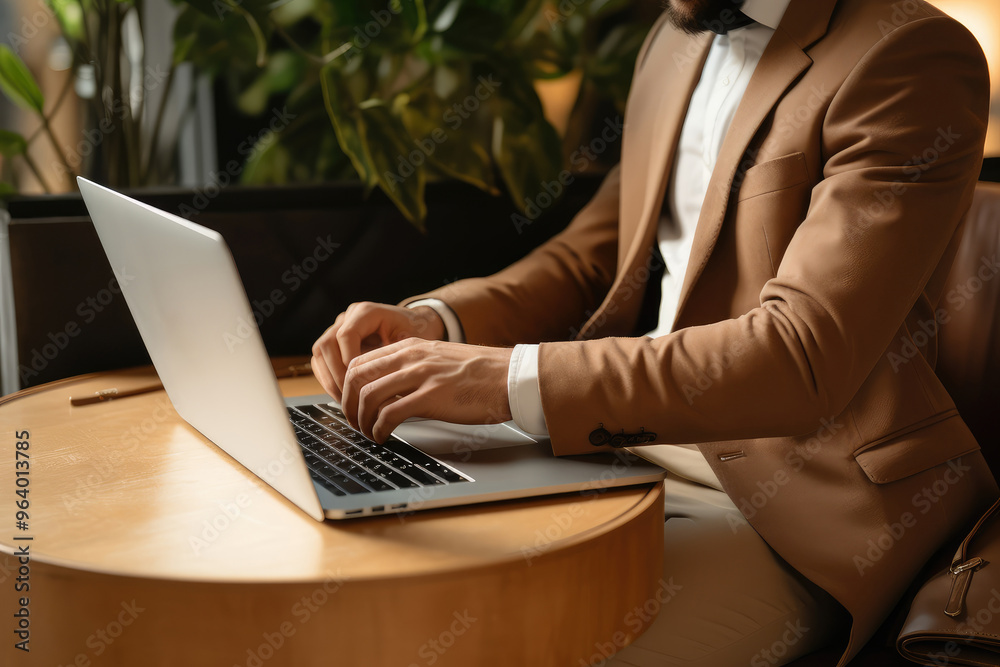 Professional Entrepreneur Working Diligently at Cafe