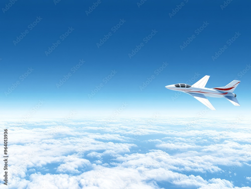 Fototapeta premium Airplane Flying Above Clouds