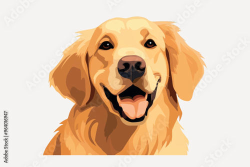 Golden retriever digital art portrait