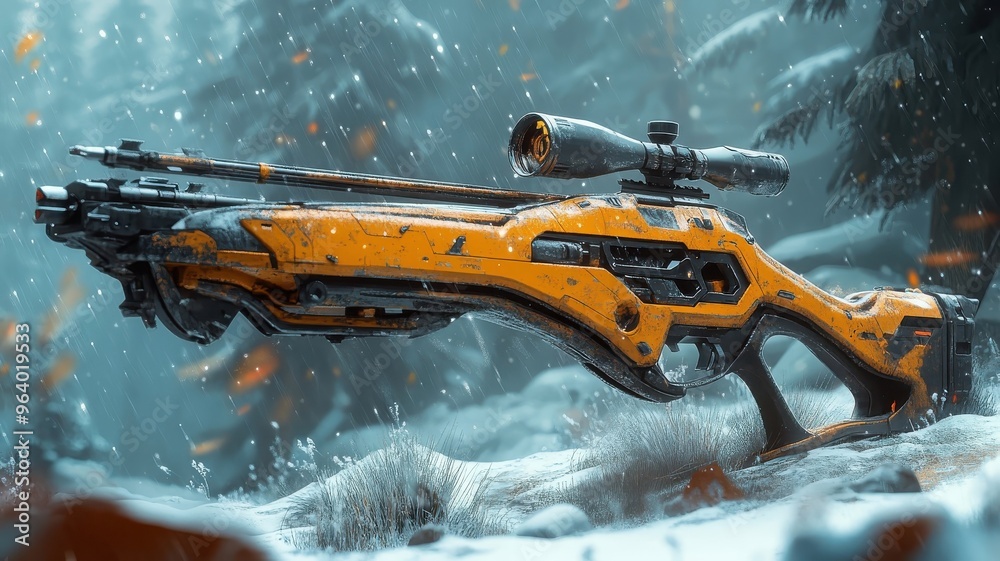 Stylized 3D style crossbow with bold shapes and deep textures. Stylized 3D style crossbow with bold shapes and deep textures.