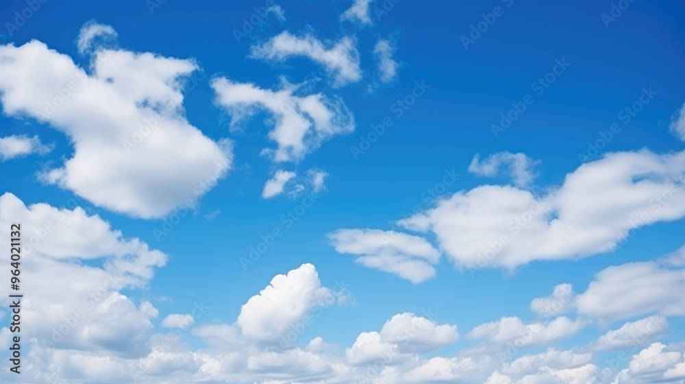 Fototapeta premium Serene Blue Sky and Fluffy White Clouds