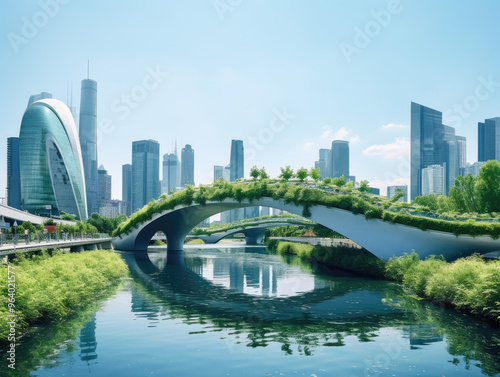 Innovative Green Bridge in Urban Landscape