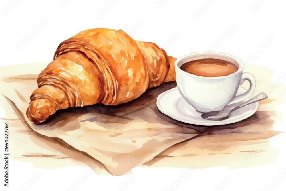 Delicious croissant with coffee Delicious croissant with coffee