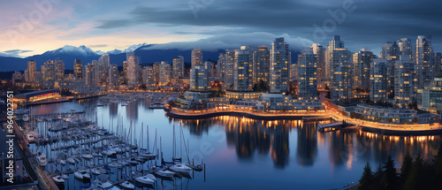 Dazzling Twilight Marina Cityscape Panorama