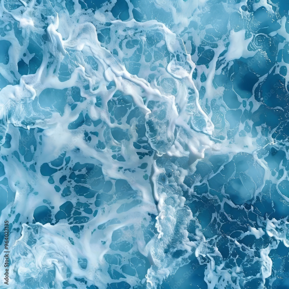 Obraz premium Gentle background. Curls, curls of blue water with white foam.