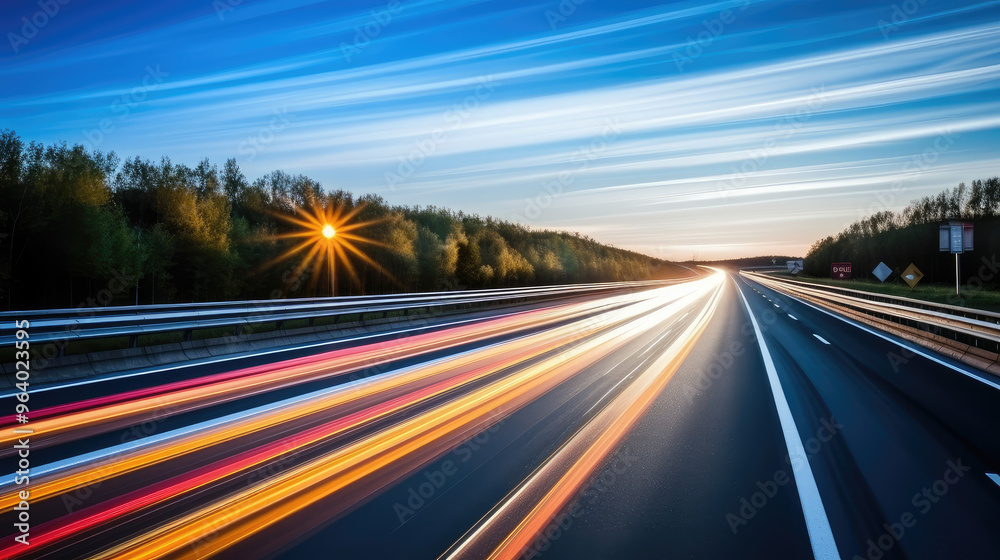 Sunset Highway Lights in Long Exposure Sunset Highway Lights in Long Exposure