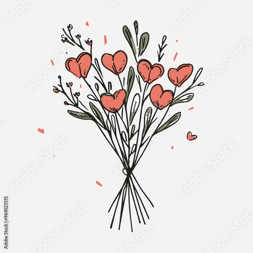 Hand-drawn floral bouquet illustration