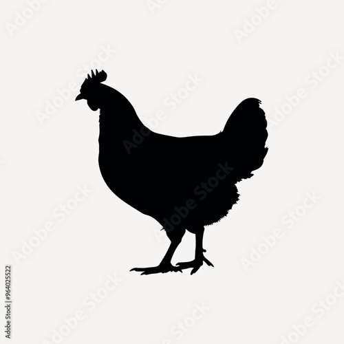 Silhouette chicken farm animal illustration