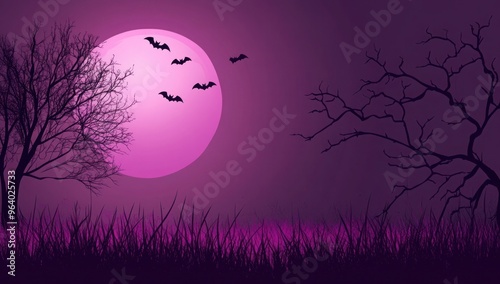 Halloween Spooky Haunted Scary Creepy background banner , Ghostly, Dark, Horror, Night, Eerie, Witch, Skull, Graveyard, Jack-o'-lantern, Full moon, Vampire, Zombie, Skeleton, Bats, Foggy, Mystical,