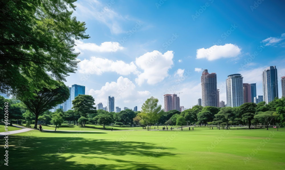 Serene Park Oasis Amidst City Skyscrapers Serene Park Oasis Amidst City Skyscrapers