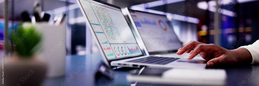 Female African American Data Analyst Predicting Market Trends Female African American Data Analyst Predicting Market Trends