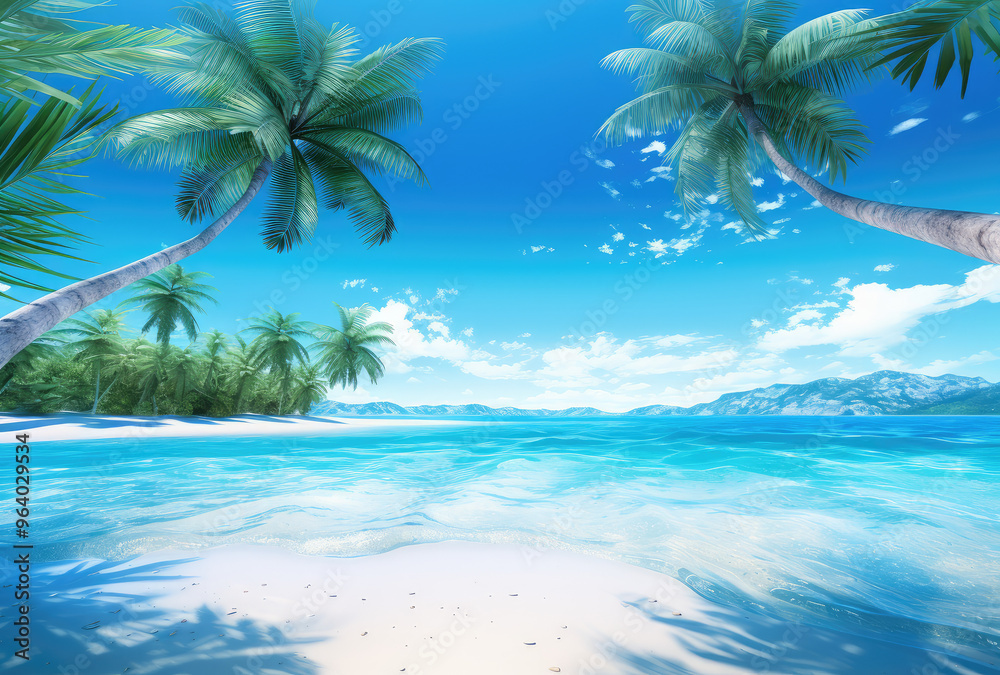 Serene Tropical Beach Escape with Palm Trees Serene Tropical Beach Escape with Palm Trees