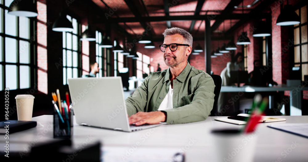 Business Man Director Using Laptop Business Man Director Using Laptop