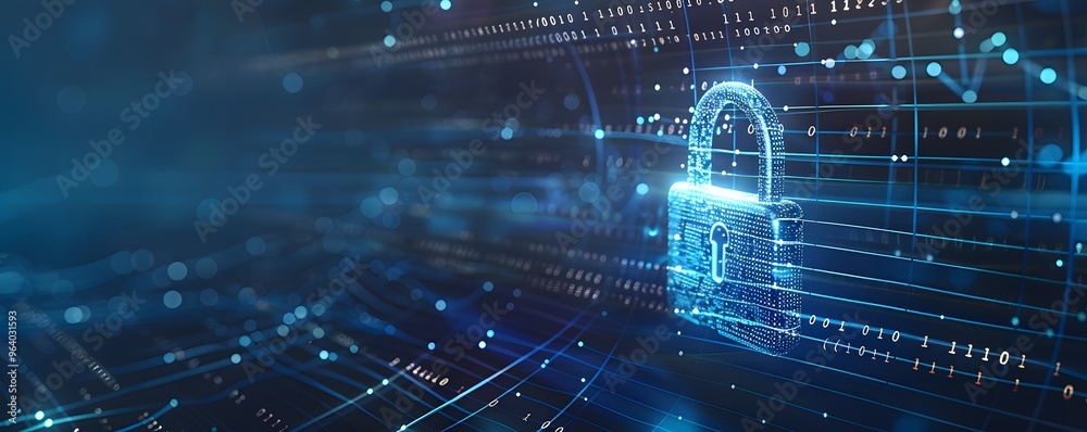 Obraz premium Digital Security Lock on a Data Network
