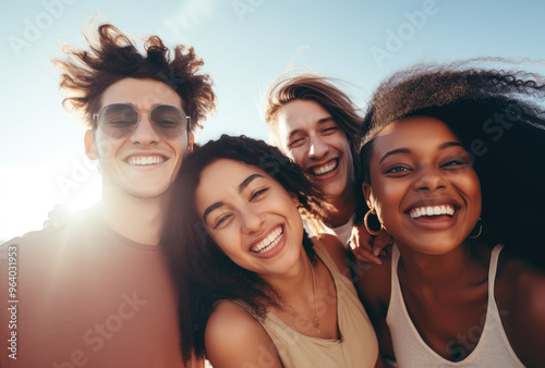 Joyful Group of Friends in Sunshine