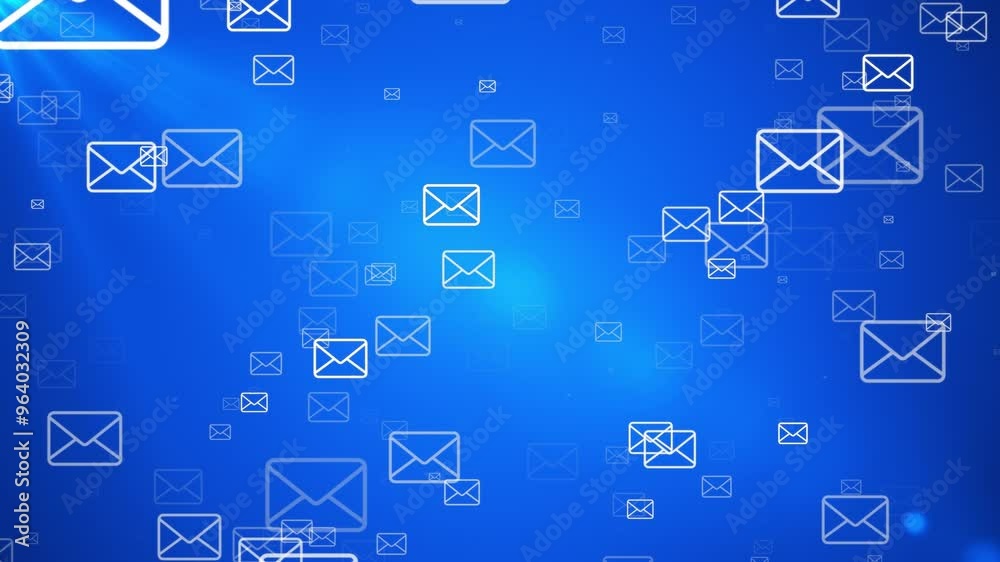 Email icon background blue concept of technology. Seamless loop Email icon background blue concept of technology. Seamless loop