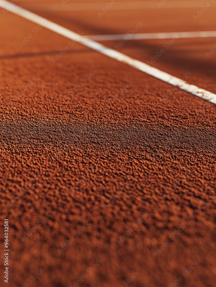 A tennis court with a white line. The court is made of dirt and has a brown color A tennis court with a white line. The court is made of dirt and has a brown color