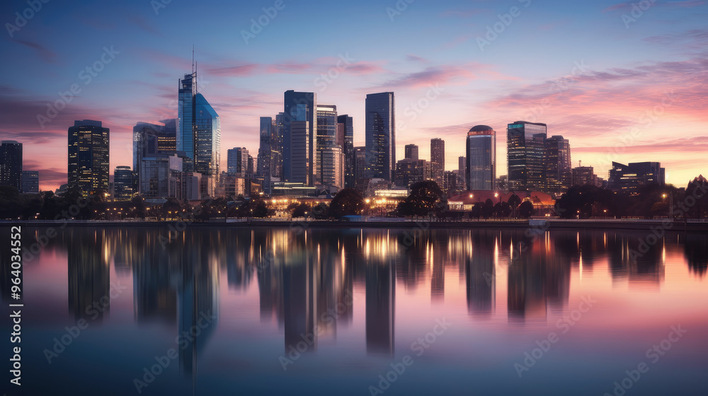 Fototapeta premium Tranquil Urban Skyline at Dusk