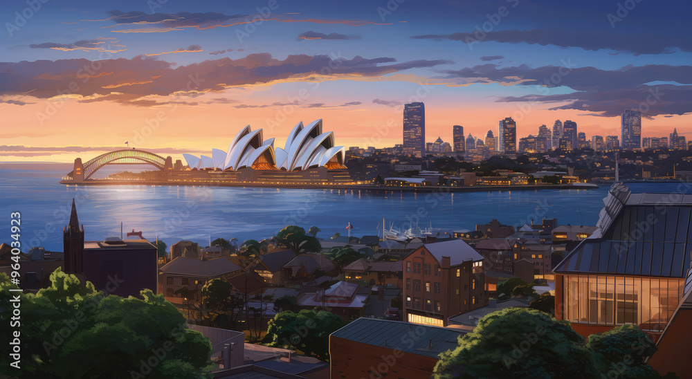 Naklejka premium Sydney Skyline at Blue Hour