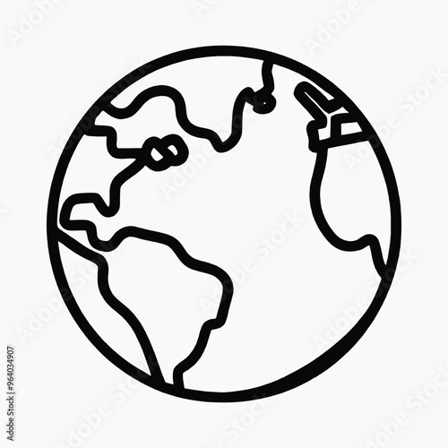 Minimalist black globe outline