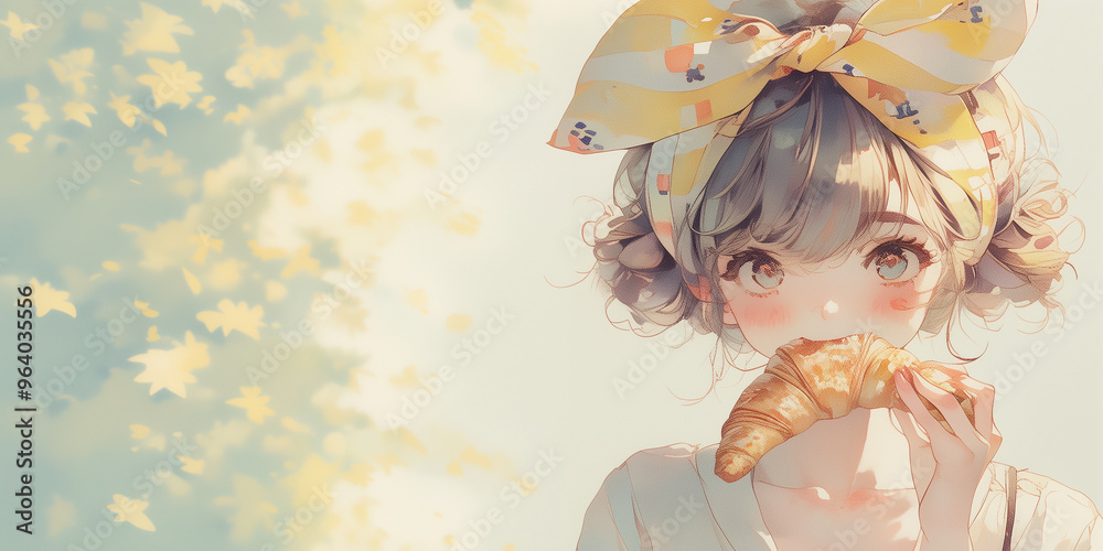 クロワッサンを咥えた女の子 クロワッサンを咥えた女の子