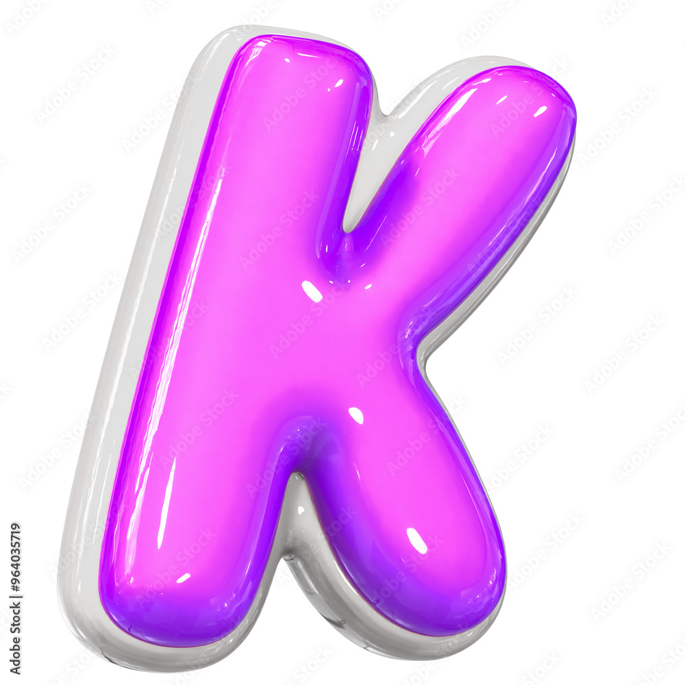K Letter With Purple 3D Render