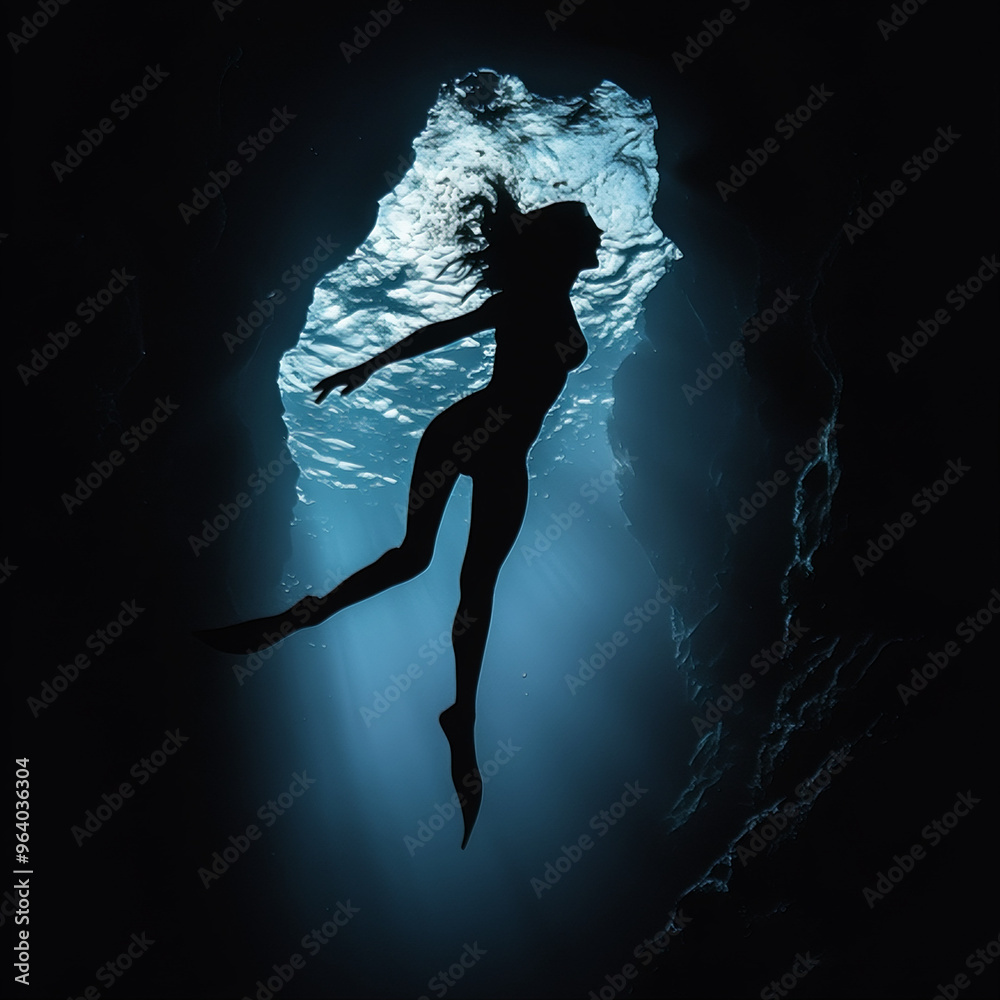 Deep dive in water, in the sea Deep dive in water, in the sea