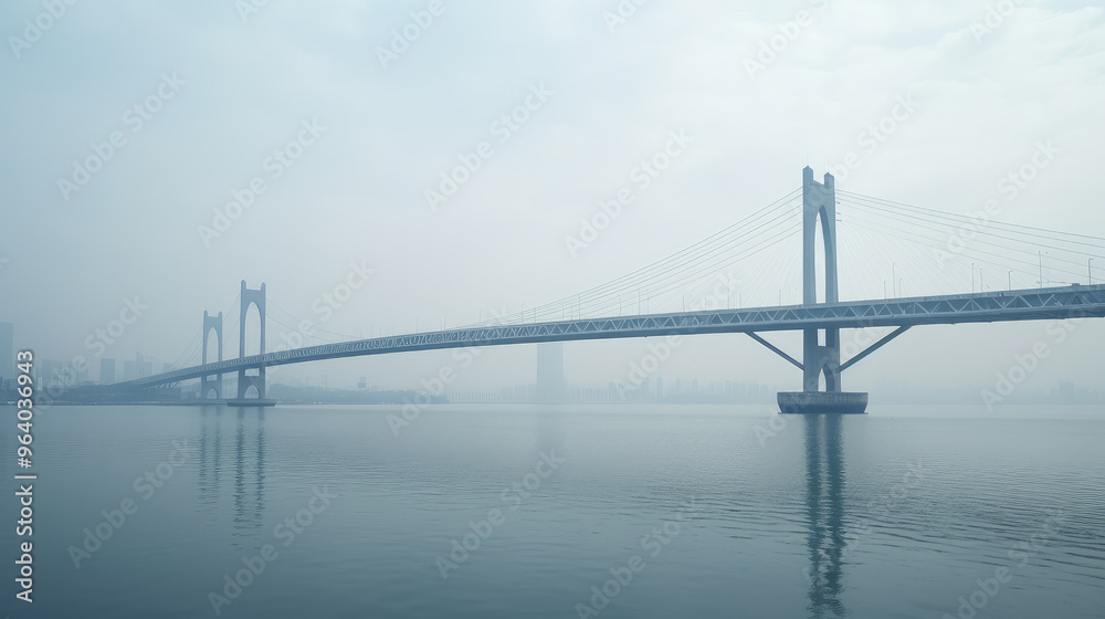 Majestic Bridge Emanates Tranquility Amidst Morning Mist Majestic Bridge Emanates Tranquility Amidst Morning Mist
