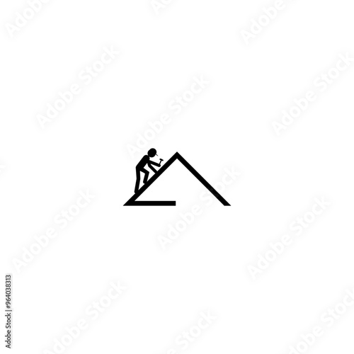 Roofer at work icon isolated on white background