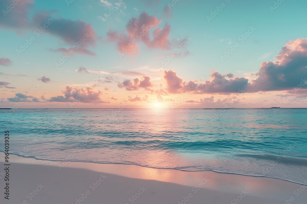 Serene Sunset Over Tranquil Ocean Waves