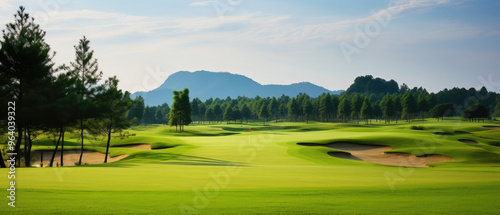 Scenic Golf Course with Mountainous Backdrop