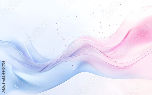 A white background with pastel blue and pink wavy lines
