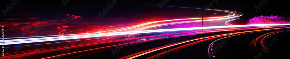 Colorful Light Trails on a Highway at Night Colorful Light Trails on a Highway at Night