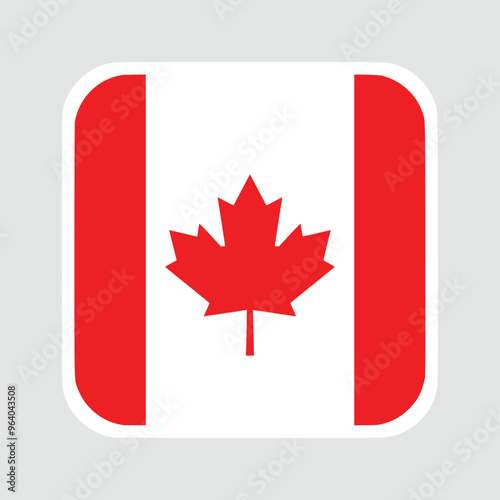 The flag of Canada is set in a rounded square. Flag icon. Standard color. Computer illustration. Digital illustration. Vector illustration.