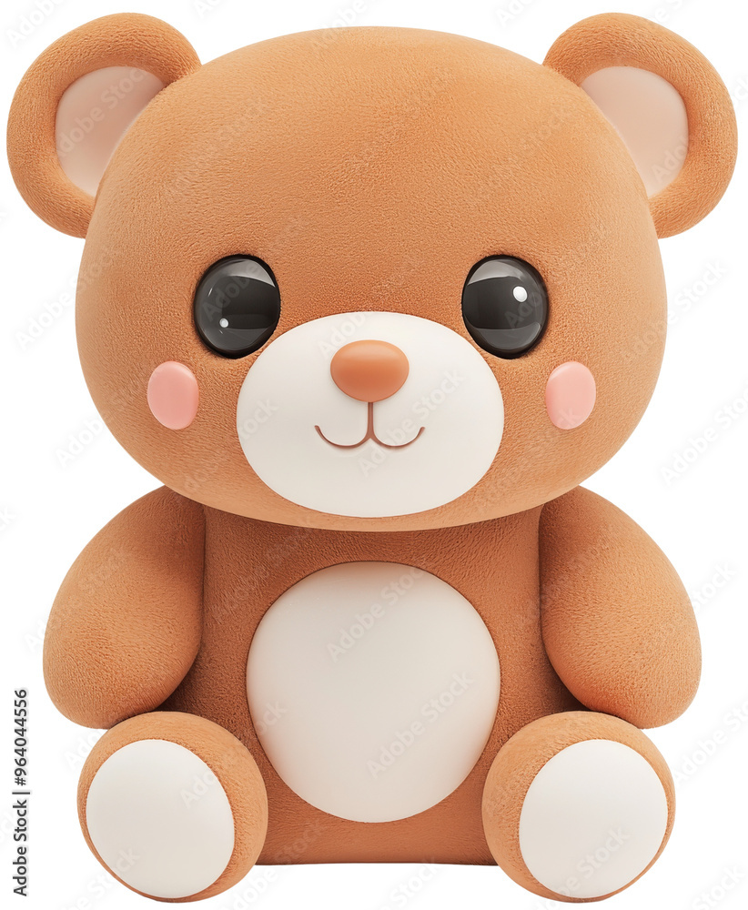 Fototapeta premium Adorable plush bear with a warm smile, perfect for children's rooms and as a comfort toy for little ones. cut out, PNG, isolated on transparent background.