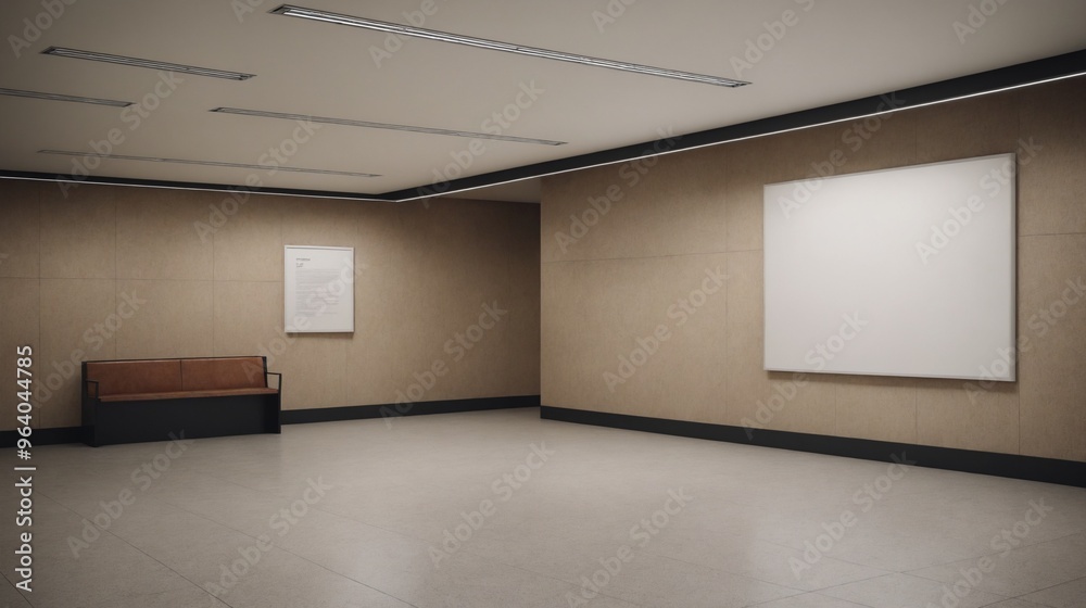 An empty corridor interior design illustration template image, An empty photo frame on the wall interior mockup design. An empty corridor interior design illustration template image, An empty photo frame on the wall interior mockup design.